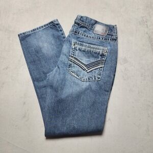 Axe & Crown Slim Fit Denim Jeans Mens Tag 32 x 32 Distressed Embroidered Pants